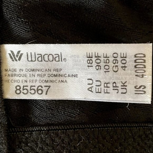 Wacoal Awareness Black Jacquard Unlined Underwire Bra with Comfort Straps 40DDD - Picture 7 of 8